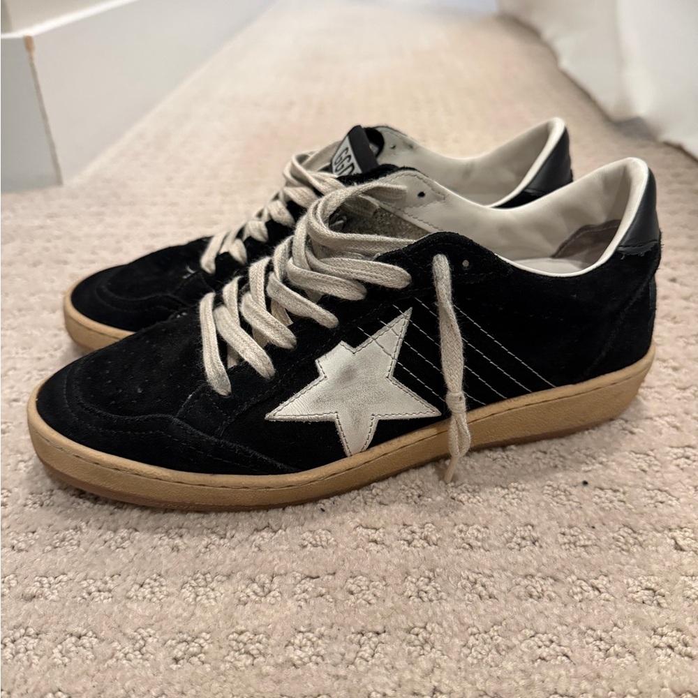 golden goose ballstar black seude